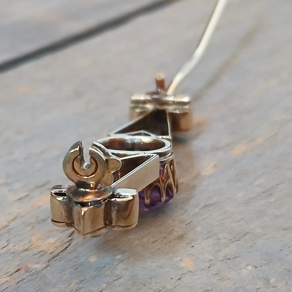 Antique Victorian 14K Yellow Gold Amethyst Bar Brooch Pin 5.7 Grams 1.8" - Picture 11 of 16